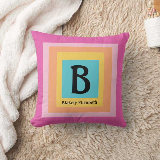 Cute & Colorful Monogram Brev Namn Girly Roligt Kudde (Filt)