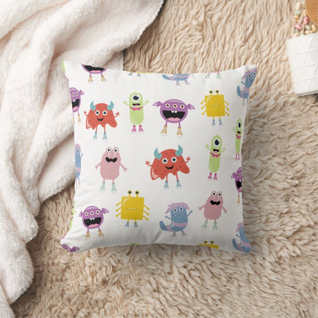 Cute Colorful Monsters Fnuny Kids Mönster Kudde (Filt)
