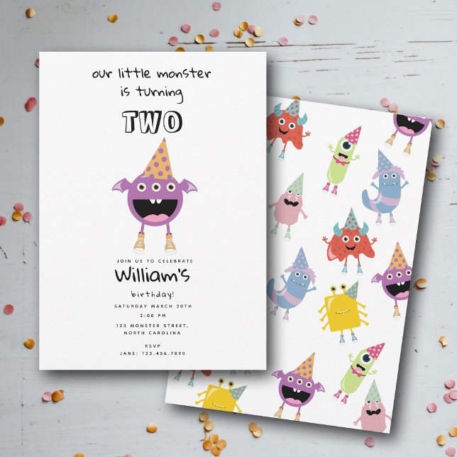 Cute Colorful Monsters Funny Barns födelsedag Part Inbjudningar (Cute Colorful Monsters Funny Kids Birthday Party Invitation)