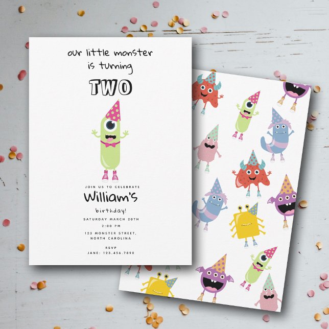 Cute Colorful Monsters Funny Barns födelsedag Part Inbjudningar (Cute Colorful Monsters Funny Kids Birthday Party Invitation)