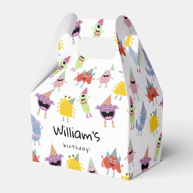 Cute Colorful Monsters Funny Barns födelsedag Part Presentaskar (Framsidan Sidan)
