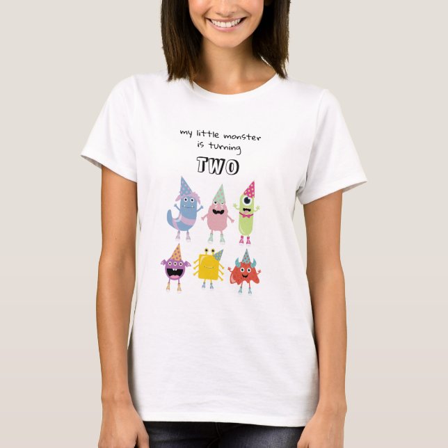 Cute Colorful Monsters Funny Boy Mamma Birthday T Shirt (Framsida)