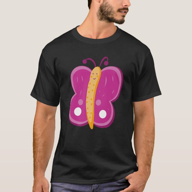 Cute Colorful Multifärgad Butterfly Teckning T Shirt (Framsida)