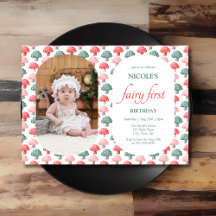 Cute Colorful Mushroom Photo Fairy Första födelsed