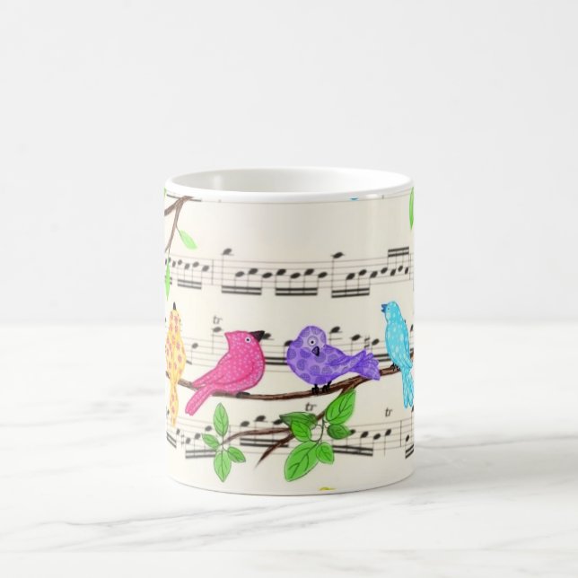 Cute Colorful Musical Birds Mugg (Center)