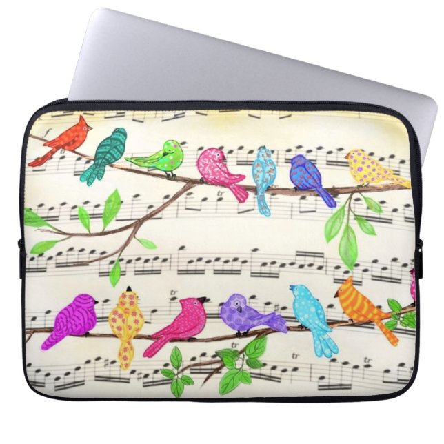 Cute Colorful Musical Birds Symphony - Lycklig Sån Laptop Fodral (Framsidan)