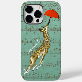 Cute Colorful Musical Flies Giraffe Red Umbrella