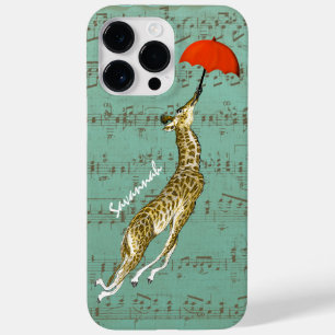 Cute Colorful Musical Flies Giraffe Red Umbrella