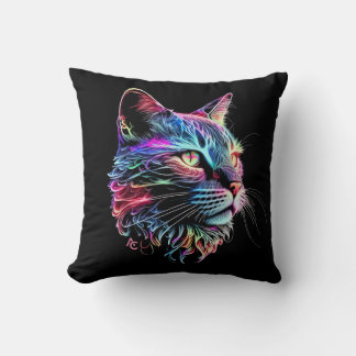 Cute Colorful Neon Cat Kudde