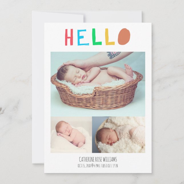 Cute Colorful newborn Hej Baby Meddelande (Framsida)