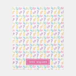 Cute Colorful Numbers Mönster Kids Namn Fleecefilt