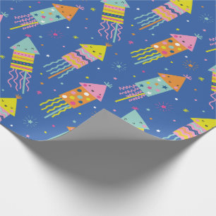 Cute Colorful Nyårsafton Fireworks blue Presentpapper