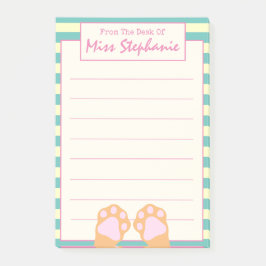 Cute Colorful Orange Kattunge Tass från lärare Post-it Block