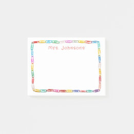 Cute Colorful Papper Clikes School Teacher Namn Post-it Block