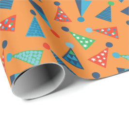 Cute Colorful Partyhats på Orange Presentpapper