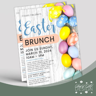 Cute Colorful Påskägg Påsk Brunch Event Reklamblad