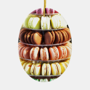 Cute Colorful Pastel Fransk Macaron Cookie Pastry Julgransprydnad Keramik