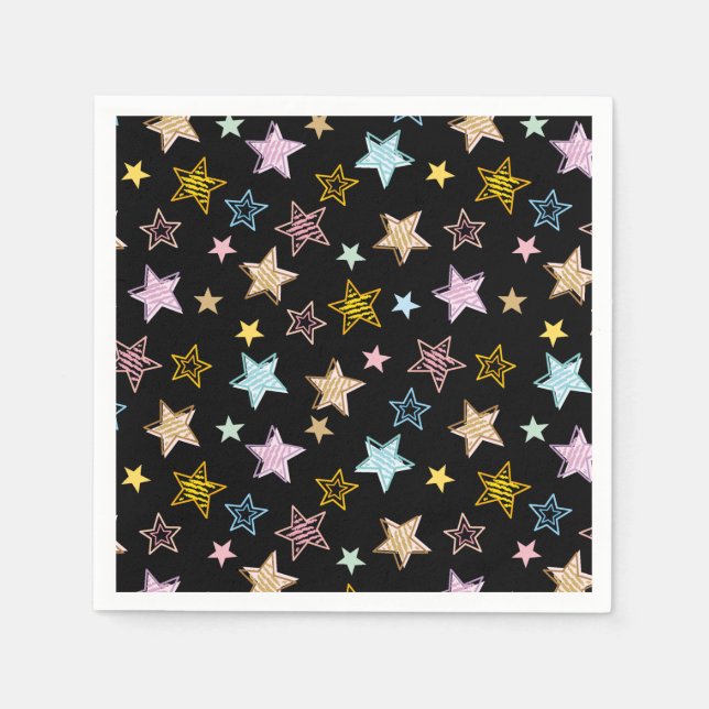 Cute Colorful Pastel Stars Pattern Pappersservett (Framsidan)