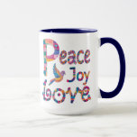 Cute Colorful Peace Kärlek Joy Jul & Hanukkah Mugg<br><div class="desc">Den här färgstarka,  handmålade designen är ett perfekt sätt att jämna upp din säsong helgdag ge!</div>