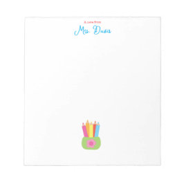 Cute Colorful Pencils Kindergarten Teacher Notepad Anteckningsblock