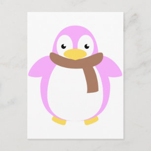 Cute Colorful Penguin in in Scarf Vykort