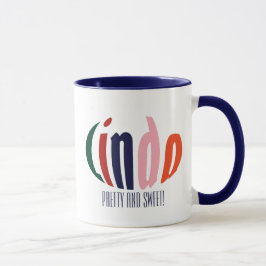 Cute Colorful Personlig "Linda" Namn, Circle Mugg