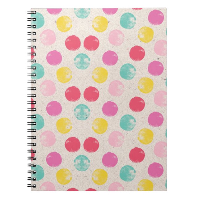 Cute Colorful Polka Dot Mönster Anteckningsbok (Framsidan)
