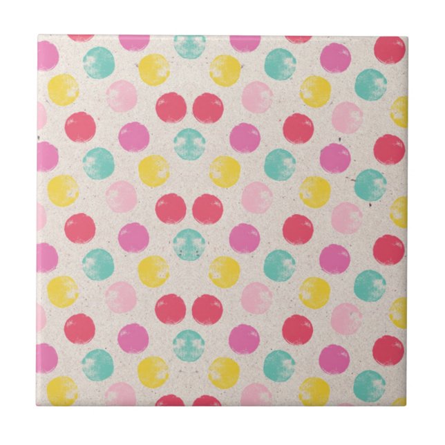 Cute Colorful Polka Dot Pattern Kakelplatta (Framsidan)