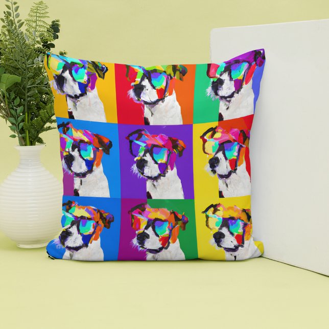 Cute Colorful Pop Art Jack Russell Kudde (Skapare uppladdad)