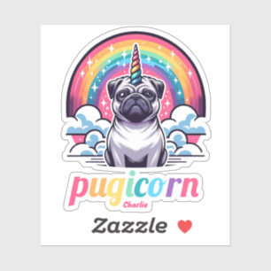 Cute Colorful Pugicorn Animal Lover Gift Klistermärken