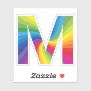 Cute Colorful Rainbow Alphabet M Klistermärken