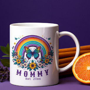 Cute Colorful Rainbow Butterfly New Mummy Gift Kaffemugg