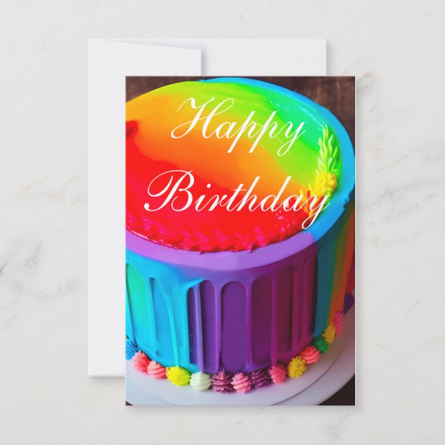 Cute Colorful Rainbow Cake Birday Card Tack Kort (Framsida)