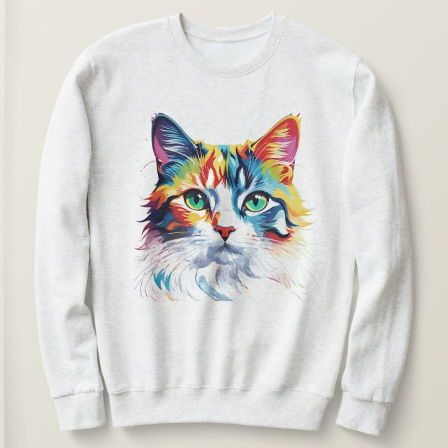 Cute Colorful Rainbow Cat Animal T Shirt (Design framsida)