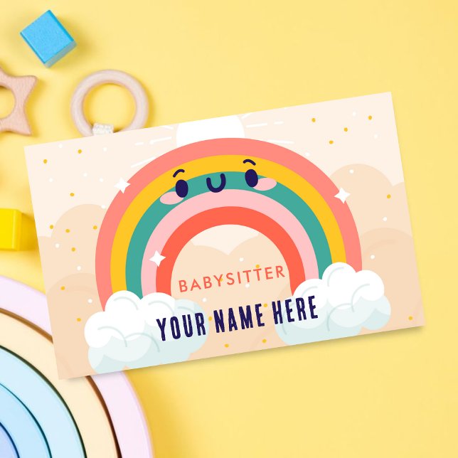 Cute Colorful Rainbow Childcare Babysit Kids Visitkort (Skapare uppladdad)