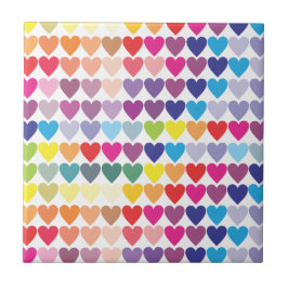 Cute Colorful Rainbow Heart Mönster Kakelplatta