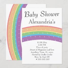 Cute Colorful Rainbow Kön Neutral Baby Inbjudningar