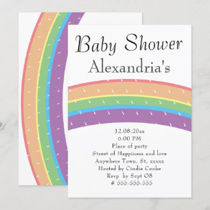 Cute Colorful Rainbow Kön Neutral Baby Inbjudningar