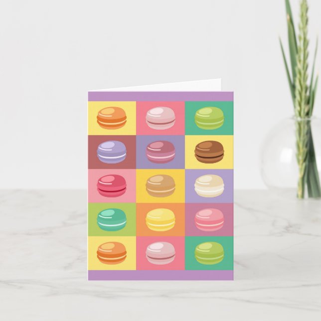 Cute Colorful Rainbow Macarons Pop Art Anteckningskort (Framsida)