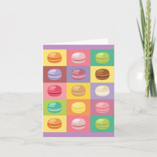 Cute Colorful Rainbow Macarons Pop Art Anteckningskort