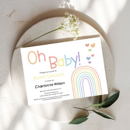 Cute Colorful Rainbow med Hearts Baby Shower Inbjudningar