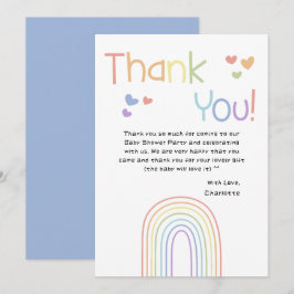 Cute Colorful Rainbow med Hearts Baby Shower Tack Kort
