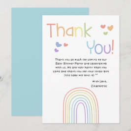 Cute Colorful Rainbow med Hearts Baby Shower Tack Kort