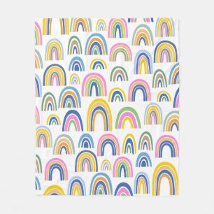 Cute Colorful Rainbow Mönster i Rosa och Gult Fleecefilt