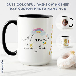Cute Colorful Rainbow Mor Day Anpassningsbar Photo Mugg