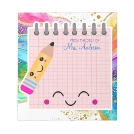 Cute Colorful Rainbow Pastel Teacher-uppskattning Anteckningsblock