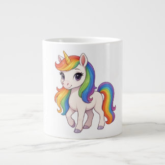 Cute, Colorful Rainbow unicorn  Jumbo Mugg