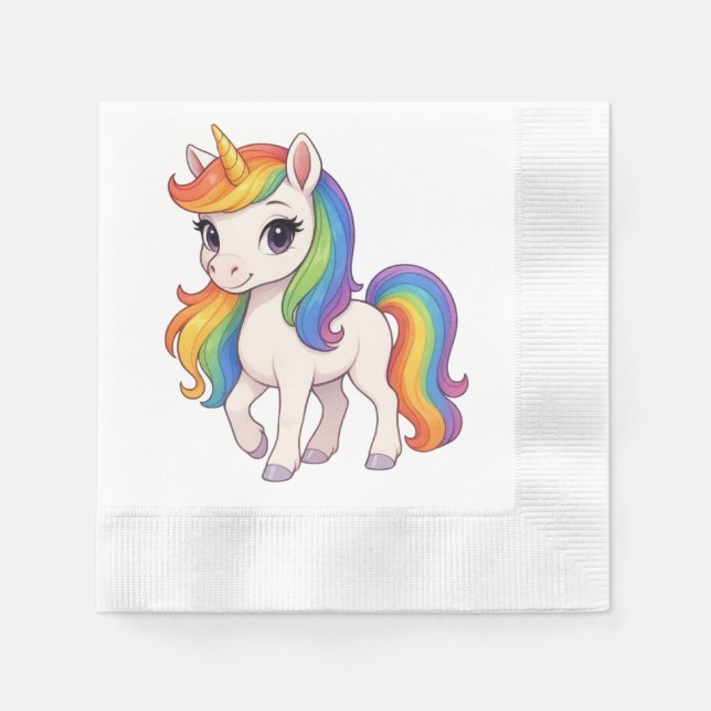 Cute, Colorful Rainbow unicorn  Pappersservett (Framsidan)
