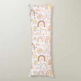 Cute Colorful Rainbows and Daisy Flowers Abstrakt Kroppskudde