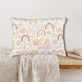 Cute Colorful Rainbows and Daisy Flowers Abstrakt Prydnadskudde